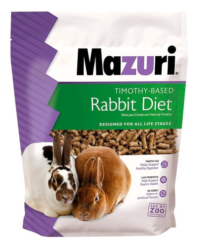 Mazuri Timothy Rabbit Diet Alimento 2.5kg Comida Conejo