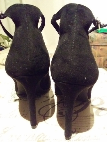 Zapatos Stiletti, Negros, Punta Fina, T38,5, Agamuzados, A10