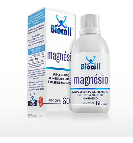 Magnésio Ionizado 60ml Biocell - Suplemento Alimentar Sabor Sem Sabor