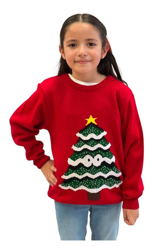 Imagen 1 de 5 de Sueter Navideño / Ugly Sweater Niños Con Arbolito C/ojos