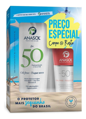 Kit Protetor Solar Fps50 Corpo 200g & Rosto 60g - Anasol