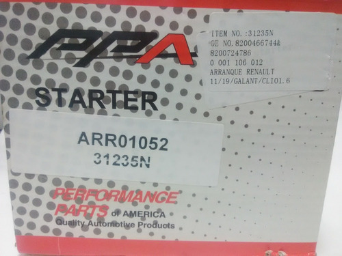 Arranque Renault 11, 19, Galant, Clio 1.6l 31235