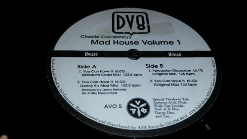 Charlie Casanova Mad House (volume 1) Vinilo Maxi Usa 1994