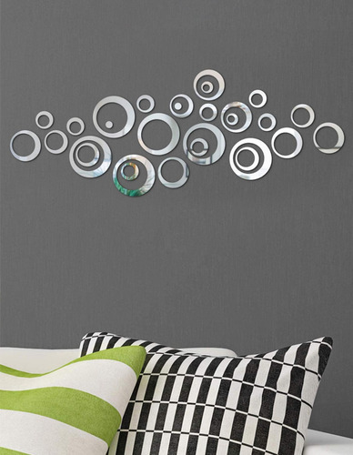 Pegatinas De Espejo Con Diseño Circular 24 Piezas Plateado