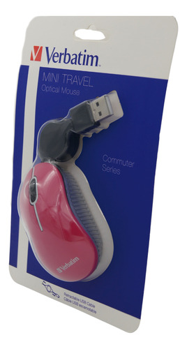 Mouse Optico Verbatim Con Cable Rectractil Color Negro