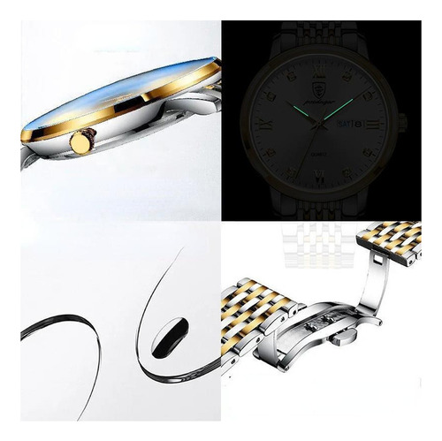 Reloj De Cuarzo Para Hombre De Acero Inoxidable A Prueba De
