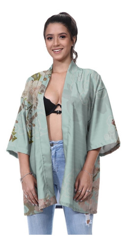 Kimono Haori Casaco Oriental Dragão Oni Japonês Japão Carpa