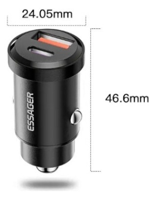 Cargador Auto Essager Carga Rápida 30w Usb Y Tipo C