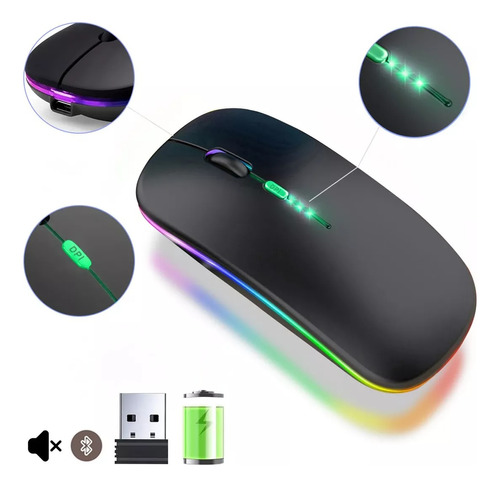 Mouse Inalambrico Bluetooth Usb Recargable Multidispositivo