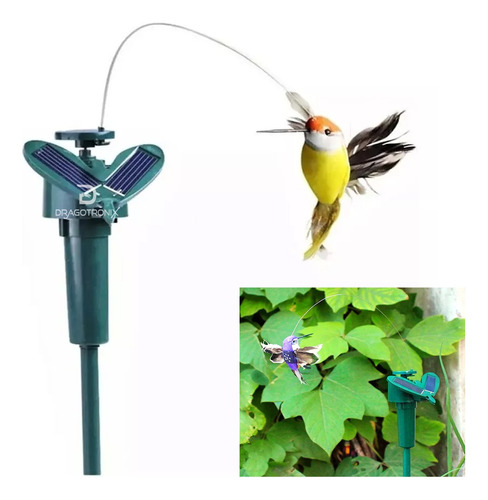 Decoracion Jardin Colibri Solar Giratorio Realista Volador