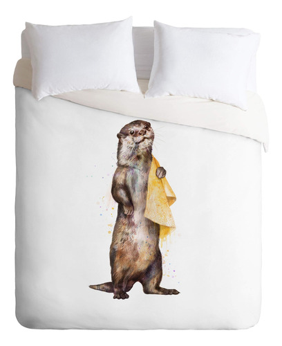 Society6 Laura Graves Otter Bath Time Juego De Edredón Con F