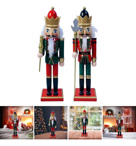 2x Estatuilla De Cascanueces De Madera Accesorios De