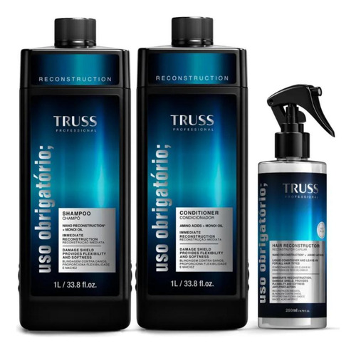 Combo Truss Uso Obrigatório Shampoo Condicionador 1l + Spray