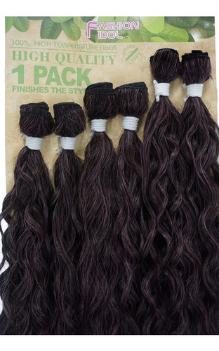 Beauty G Organic Hair, True Me, rizos abiertos, 75 cm, color: negro/rosa (t1b/pink)