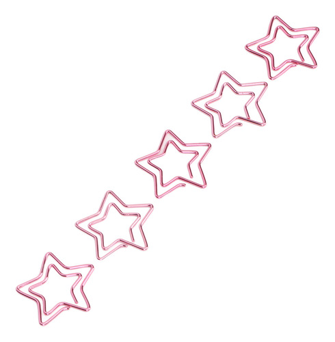 Clips De Papel Rosados, 100 Unidades, Con Forma De Estrella,