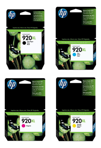 Cartuchos Hp Combo 920xl Negro + 920xl 3 Colores Original