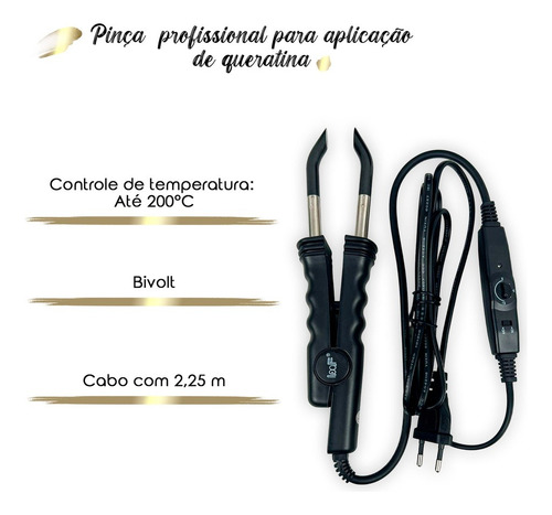 Pinça Loof P/ Aplicação De Queratina Em Mega Hair Ponta Reta