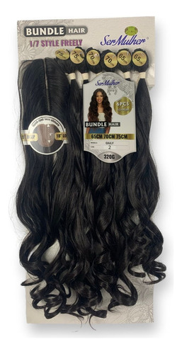 Cabelo Ondulado Giuly Fibra Futura 75cm 320g Com Top Closure Cor 2 Castanho Escuro