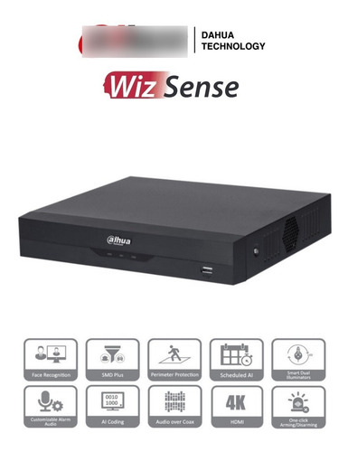 Dvr Dahua Pentahibrido 4 Canales + 4 Ip 8mp 4k Wizsense Cctv