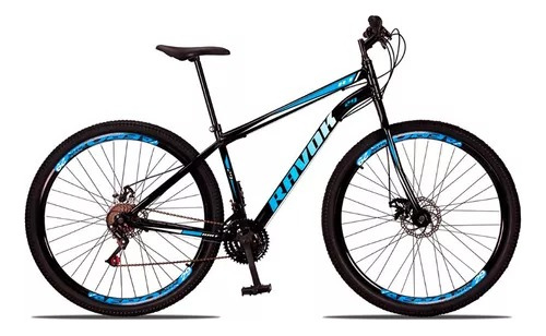 Mountain bike Ravok 2023 Aro 29 Mountainbike Aço 2023 21v freios de disco mecânico câmbios Câmbio Dianteiro (imp.) 3v y Câmbio Traseiro (imp.) 7v cor preto/azul