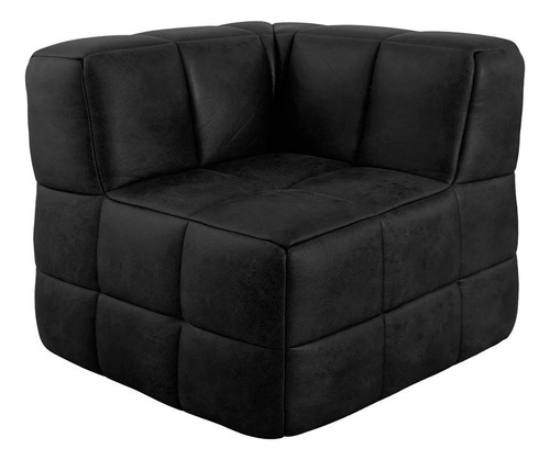 Sofá Guldi Popup Com 2 Módulos Canto E Central Corino Pre... Cor Preto