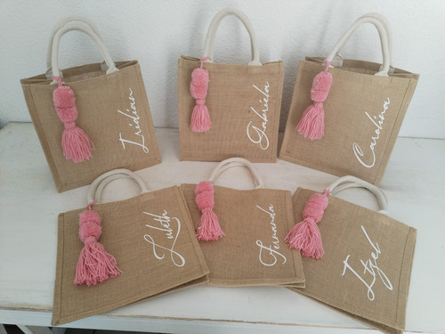 19 Bolsas De Yute Personalizadas, Damas De Honor, Recuerdos