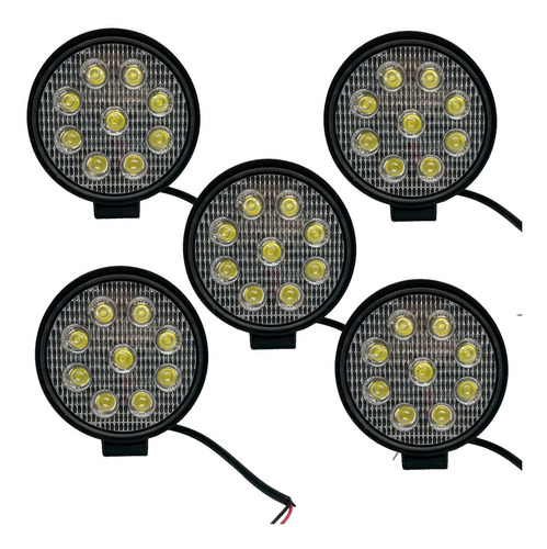 Kit 5 Faros 9 Led Auxiliar Accesorio Moto Cuatriciclo 4x4