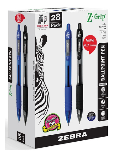 Lapiceras Ballpoint Zebra Set 28 U Black N Blue