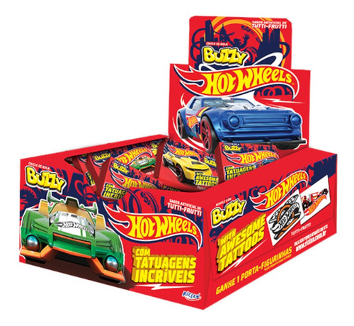 Chiclete Hotwheels Tutti Frutti - 400g Com 100 Unidades - Bu