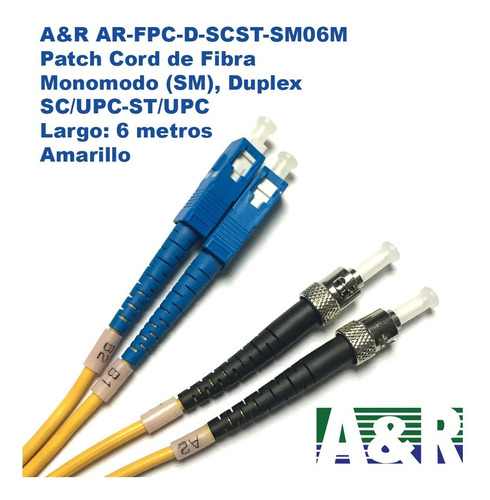 A&r Patch Cord De Fibra Sm Duplex Sc/upc - St/upc 6m