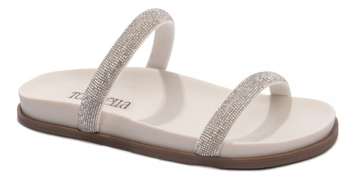 Sandália Rasteira Papete Birken Com Strass Super Conforto