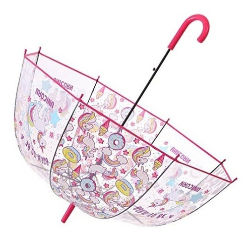 Imagem 8 de 9 de Guarda Chuva Infantil Transparente Desenho Unicórnio