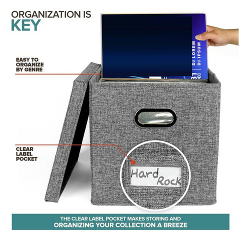 Z0f 2025 Caixa Para Guardar Discos De Vinil Com Tampa E