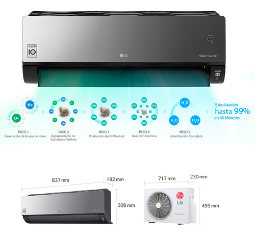 Aire Acondicionado LG Invertr Artcool Frío/calor 3517w Negro