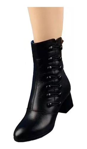 Botas De Invierno De Moda Para Mujer, Zapatos Negros De Tacó