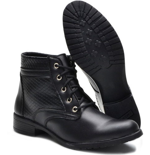 Bota Coturno Feminino Cano Curto Baixo Tratorado Moda 2019 | Mercado Livre