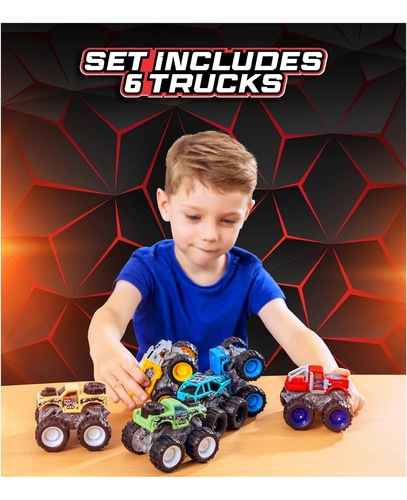 6 Vehiculos De Juguete Team Power Monster Trucks Para Ni...