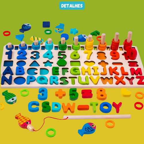 Jogo Educativo De Madeira Com Letras E Números Para Crianças