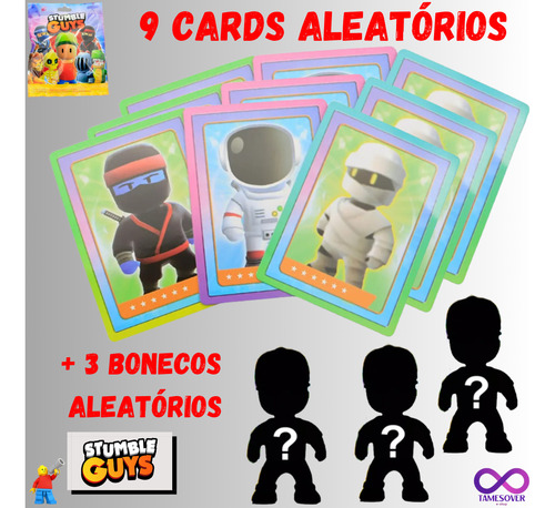 Stumble Guys Melhor Jogo 3 Bonecos E 9 Cards Blind Bag Full