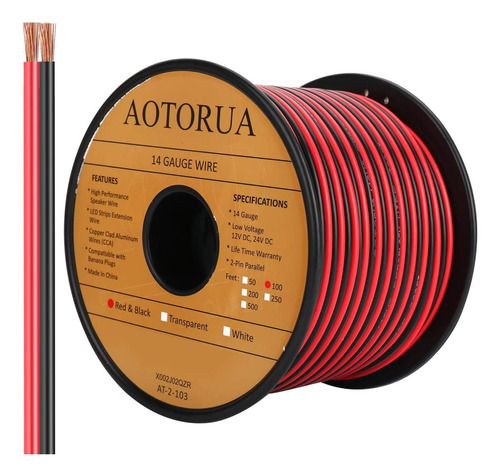 Aotorua Cable Eléctrico De Conexión De Cable Rojo Negro  14/