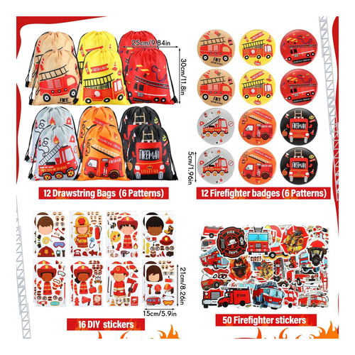 144 Pcs Firefighter Party Party Suministros De Fiesta Con De
