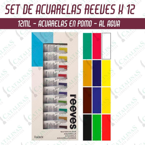 Acuarelas Reeves En Pomo 12ml X 12 Colores Microcentro