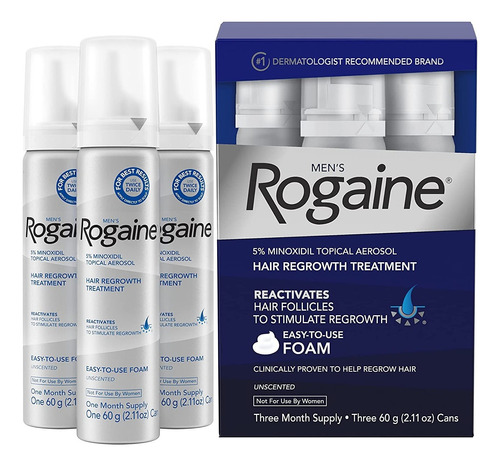 Caja 3 Frascos Minoxidil Rogaine Foam Espuma Para Cabello 