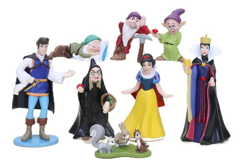 Branca De Neve E Anões Príncipe Bruxa Kit 8 Bonecos Disney