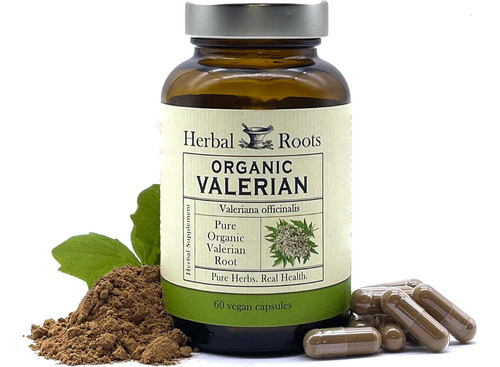 Raíz De Valeriana Orgánica Herbal Roots 60 Cápsulas Veganas