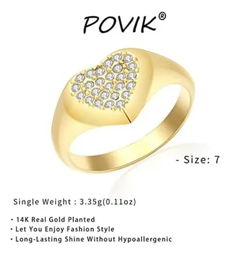 Povik Anillos De Circonita Cúbica Con Corazón De Oro Para Mu