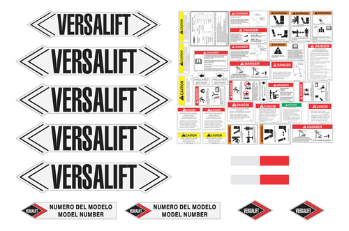 Calcomanias Versalift Vn-50-reverse Con Avisos En Ingles