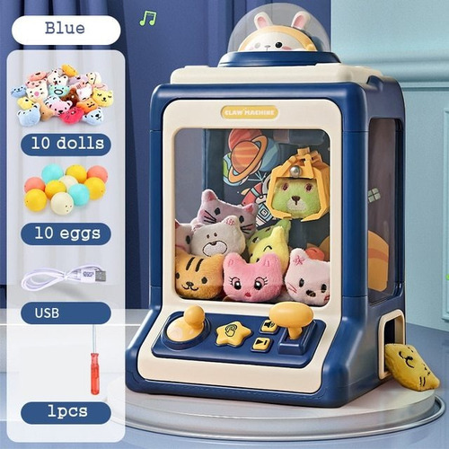 Máquina de garras con 10 uñas, 10 cápsulas, para niños y color azul