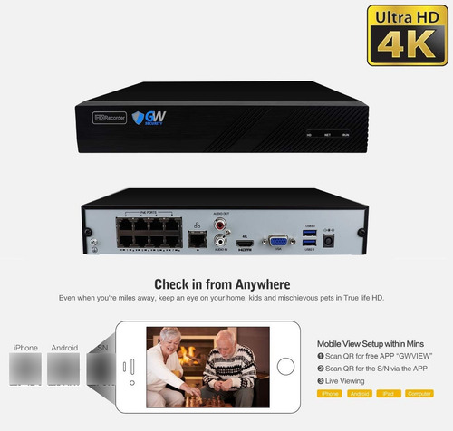 Gw Security 8 Canales 4k Nvr 5mp H.265 Sistema De Cámara De