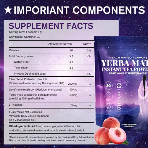 Yerba Mate Instant Tea Powder- Yerba Magic Peach Mango,